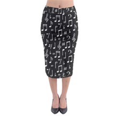 Chalk Music Notes Signs Seamless Pattern Midi Pencil Skirt by Vaneshart