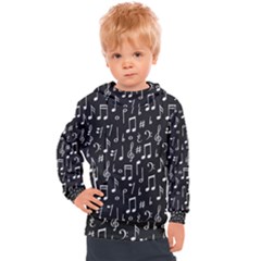 Chalk Music Notes Signs Seamless Pattern Kids  Hooded Pullover