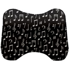 Chalk Music Notes Signs Seamless Pattern Head Support Cushion by Vaneshart