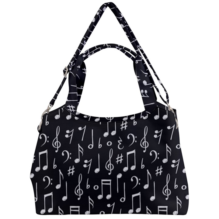 Chalk music notes signs seamless pattern Double Compartment Shoulder Bag