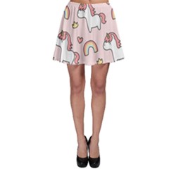 Cute Unicorn Rainbow Seamless Pattern Background Skater Skirt by Vaneshart