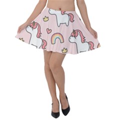 Cute Unicorn Rainbow Seamless Pattern Background Velvet Skater Skirt by Vaneshart