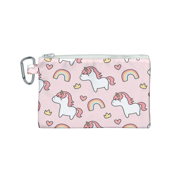 Cute unicorn rainbow seamless pattern background Canvas Cosmetic Bag (Small)