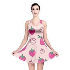 Seamless Strawberry Fruit Pattern Background Reversible Skater Dress by Vaneshart