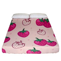 Seamless Strawberry Fruit Pattern Background Fitted Sheet (california King Size) by Vaneshart