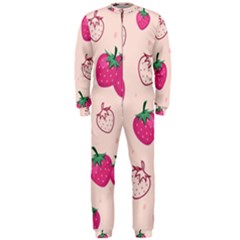 Seamless Strawberry Fruit Pattern Background Onepiece Jumpsuit (men) 