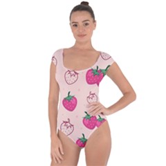 Seamless Strawberry Fruit Pattern Background Short Sleeve Leotard  by Vaneshart