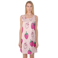 Seamless Strawberry Fruit Pattern Background Sleeveless Satin Nightdress by Vaneshart