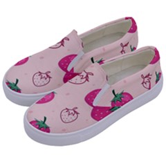 Seamless Strawberry Fruit Pattern Background Kids  Canvas Slip Ons by Vaneshart