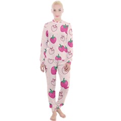 Seamless Strawberry Fruit Pattern Background Women s Lounge Set by Vaneshart