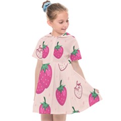 Seamless Strawberry Fruit Pattern Background Kids  Sailor Dress by Vaneshart