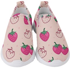 Seamless Strawberry Fruit Pattern Background Kids  Slip On Sneakers by Vaneshart