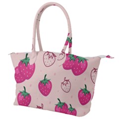 Seamless Strawberry Fruit Pattern Background Canvas Shoulder Bag by Vaneshart