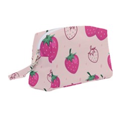 Seamless Strawberry Fruit Pattern Background Wristlet Pouch Bag (medium) by Vaneshart