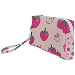 Seamless Strawberry Fruit Pattern Background Wristlet Pouch Bag (small) by Vaneshart