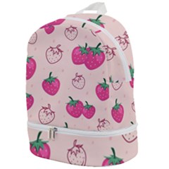 Seamless Strawberry Fruit Pattern Background Zip Bottom Backpack