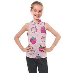 Seamless Strawberry Fruit Pattern Background Kids  Sleeveless Polo Tee