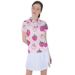 Seamless Strawberry Fruit Pattern Background Women s Polo Tee