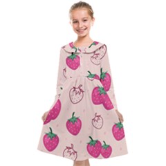 Seamless Strawberry Fruit Pattern Background Kids  Midi Sailor Dress by Vaneshart