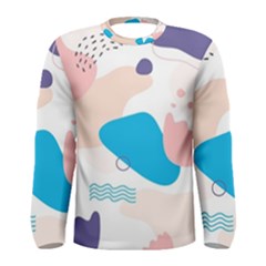 Hand Drawn Abstract Organic Shapes Background Men s Long Sleeve Tee