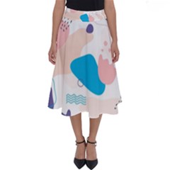 Hand Drawn Abstract Organic Shapes Background Perfect Length Midi Skirt by Vaneshart