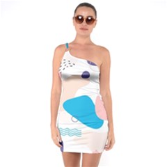 Hand Drawn Abstract Organic Shapes Background One Soulder Bodycon Dress by Vaneshart