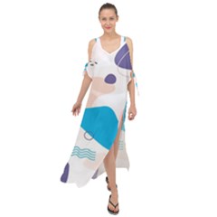 Hand Drawn Abstract Organic Shapes Background Maxi Chiffon Cover Up Dress by Vaneshart