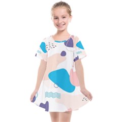 Hand Drawn Abstract Organic Shapes Background Kids  Smock Dress