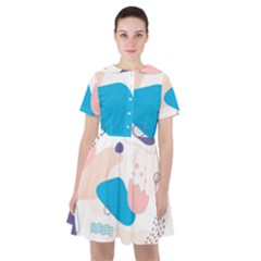 Hand Drawn Abstract Organic Shapes Background Sailor Dress by Vaneshart