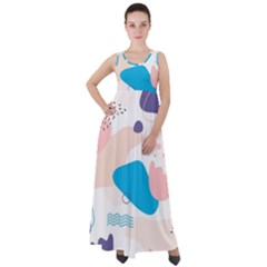 Hand Drawn Abstract Organic Shapes Background Empire Waist Velour Maxi Dress