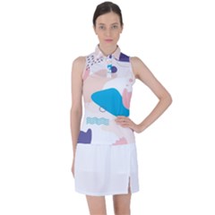 Hand Drawn Abstract Organic Shapes Background Women s Sleeveless Polo Tee