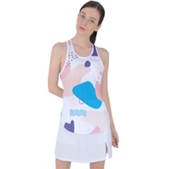 Hand Drawn Abstract Organic Shapes Background Racer Back Mesh Tank Top