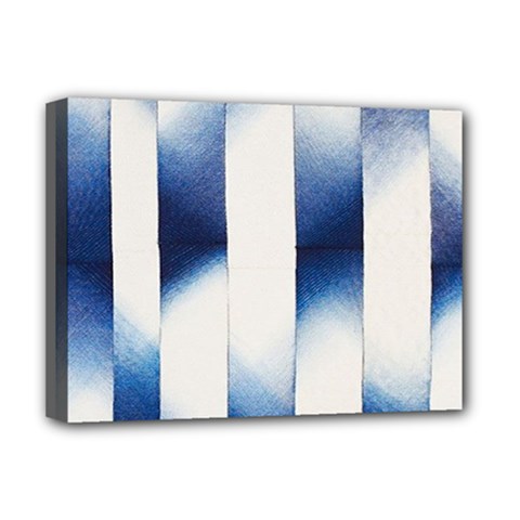 Blue Strips Deluxe Canvas 16  X 12  (stretched)  by Sparkle