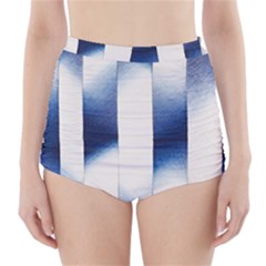 Blue Strips High-waisted Bikini Bottoms by Sparkle