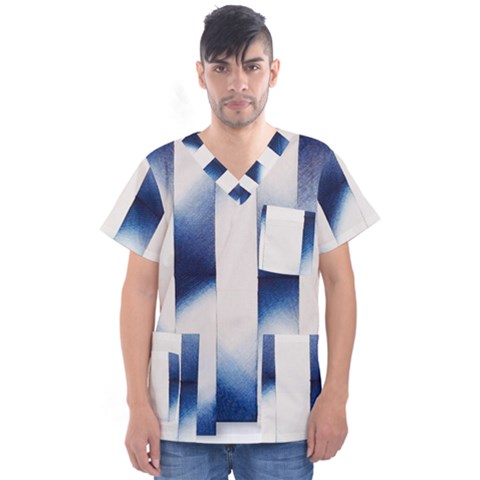 Blue Strips Men s V-neck Scrub Top by Sparkle