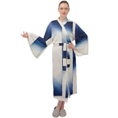 Blue Strips Maxi Velour Kimono by Sparkle