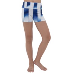 Blue Strips Kids  Lightweight Velour Yoga Shorts by Sparkle