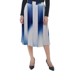 Blue Strips Classic Velour Midi Skirt  by Sparkle