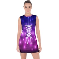 Shiny Stars Lace Up Front Bodycon Dress