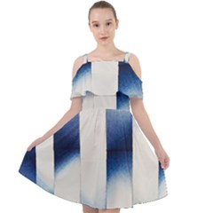 Blue Strips Cut Out Shoulders Chiffon Dress