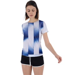 Blue Strips Back Circle Cutout Sports Tee