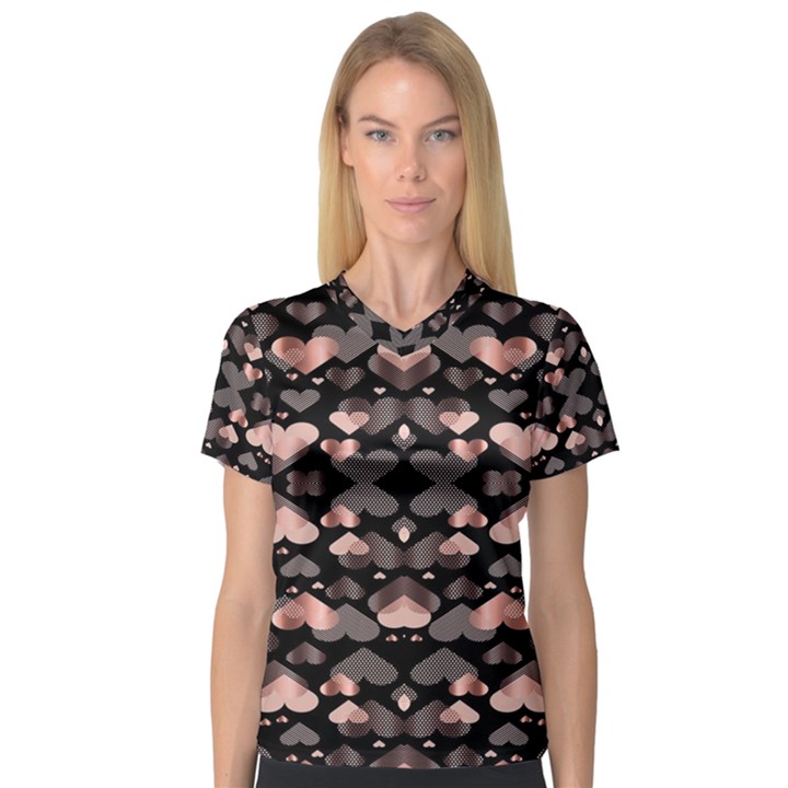 Shiny Hearts V-Neck Sport Mesh Tee