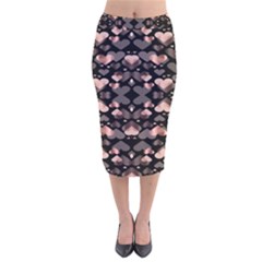 Shiny Hearts Velvet Midi Pencil Skirt by Sparkle