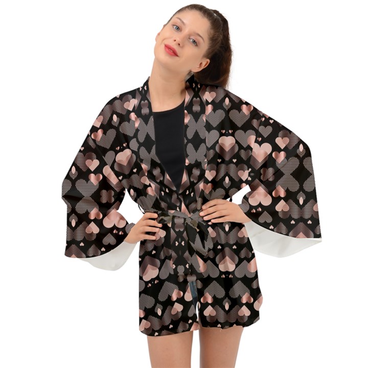 Shiny Hearts Long Sleeve Kimono