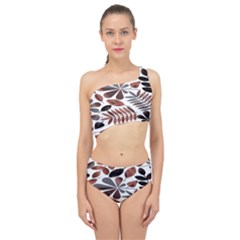 Shiny Leafs Spliced Up Two Piece Swimsuit