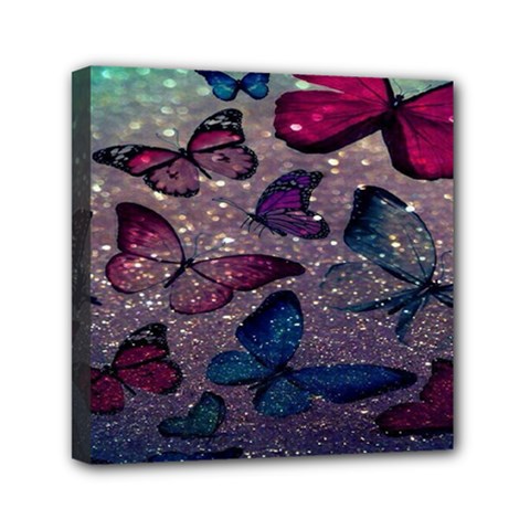 Glitter Butterfly Mini Canvas 6  X 6  (stretched) by Sparkle