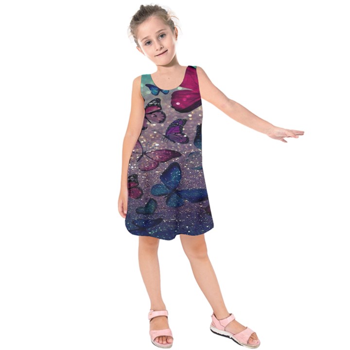 Glitter Butterfly Kids  Sleeveless Dress