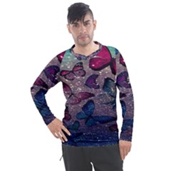 Glitter Butterfly Men s Pique Long Sleeve Tee