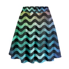 Digital Waves High Waist Skirt