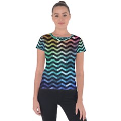 Digital Waves Short Sleeve Sports Top  by Sparkle